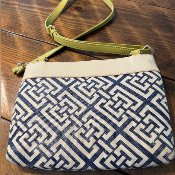 Spartina 449 blue/white lime purse. Crossbody. Linen and genuine leather - Picture 4 of 11